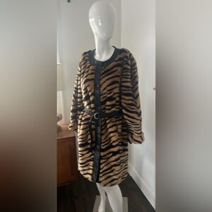 Women's Tiger Print Faux Fur Coat